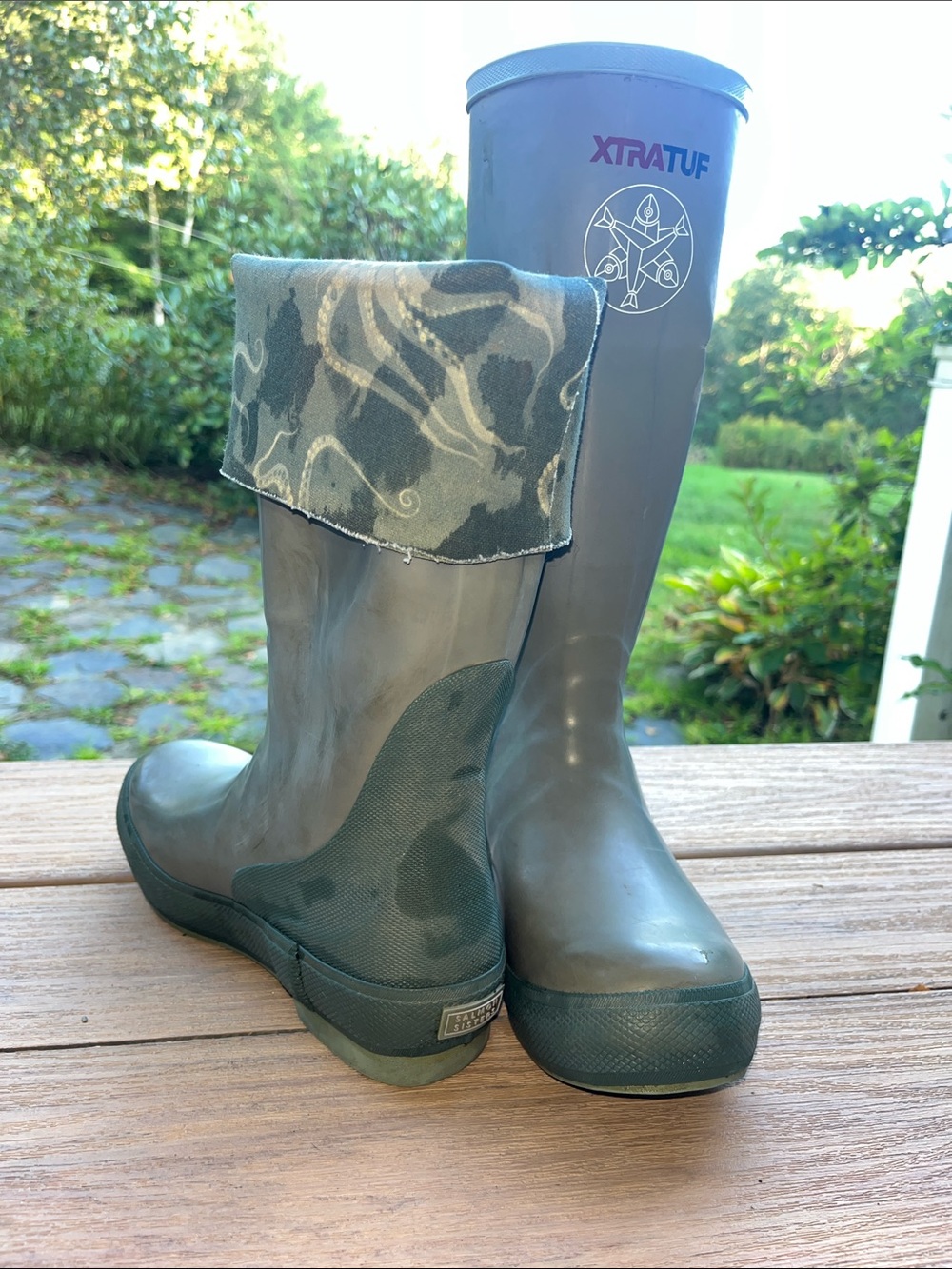 XTRATUF x Salmon SistersWomen's Olive Green Waterproof Octopus Rain Boots